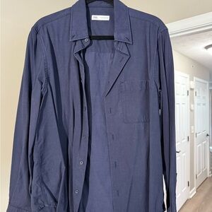 Zara Navy Button-Up Shirt